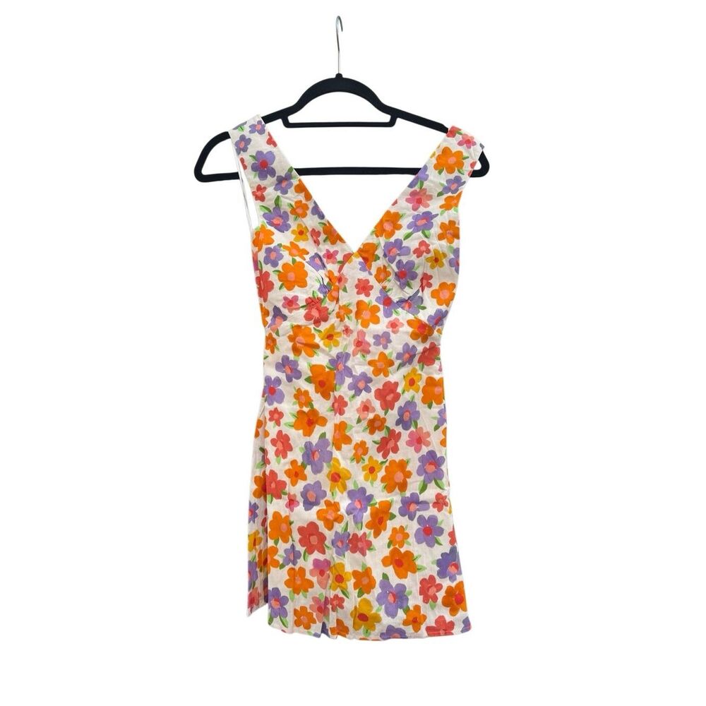 PepperMayo Women's Monday Margs Floral Linen Blend Mini Dress in Blooming Size 2 - Picture 5 of 11